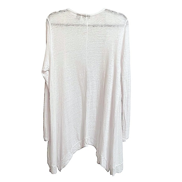 Tahari White Linen Jersey Longline Open Front Lightweight Cardigan Sweater Large - Picture 4 of 9
